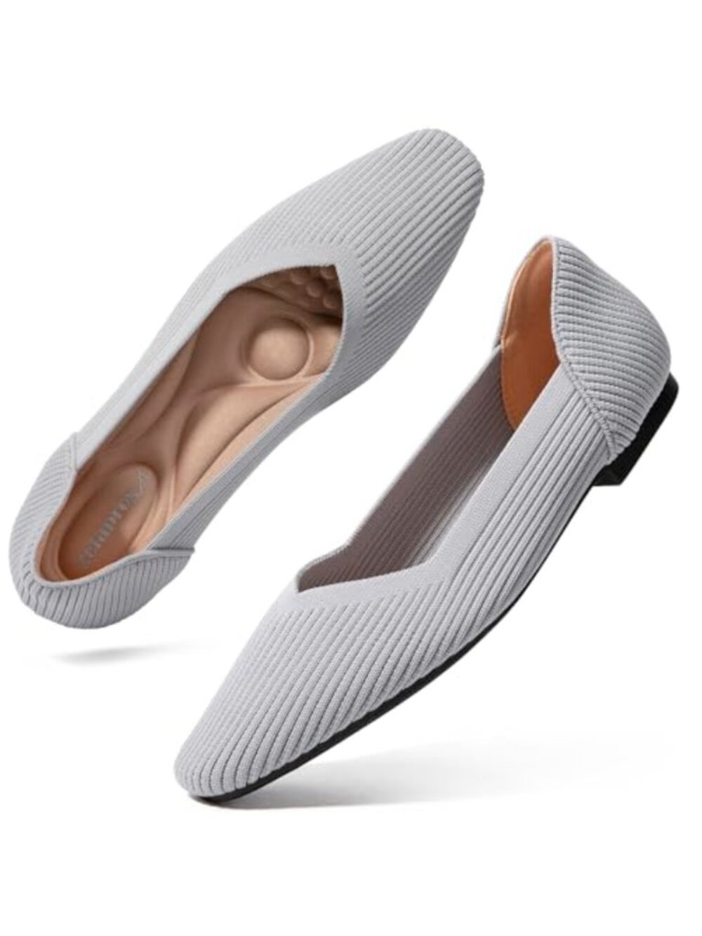 Women's Knit Flats Memory Foam Slip On Pointed Toe Work Ballet Shoes